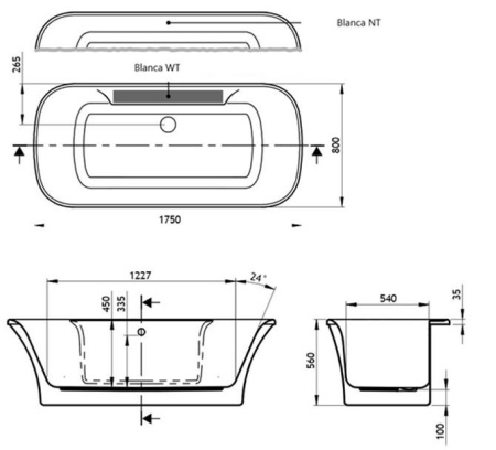 Акриловая ванна Vagnerplast Blanca WT (175х80) VPBV175BLA7WTX-04